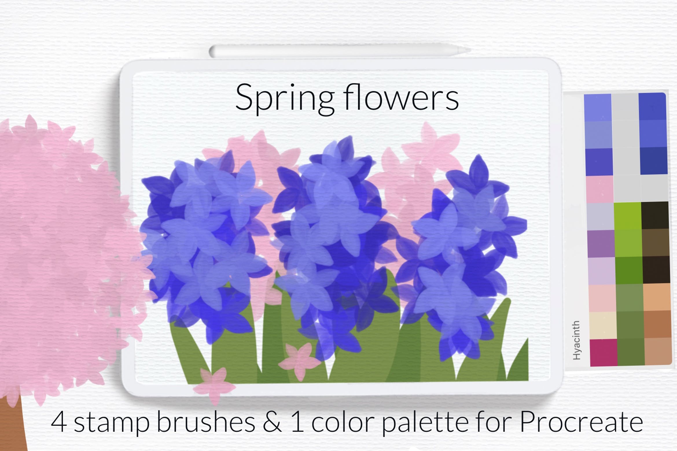 盛开春花Procreate笔刷 Blooming spring flowers Procreate brushes 笔刷资源 第1张