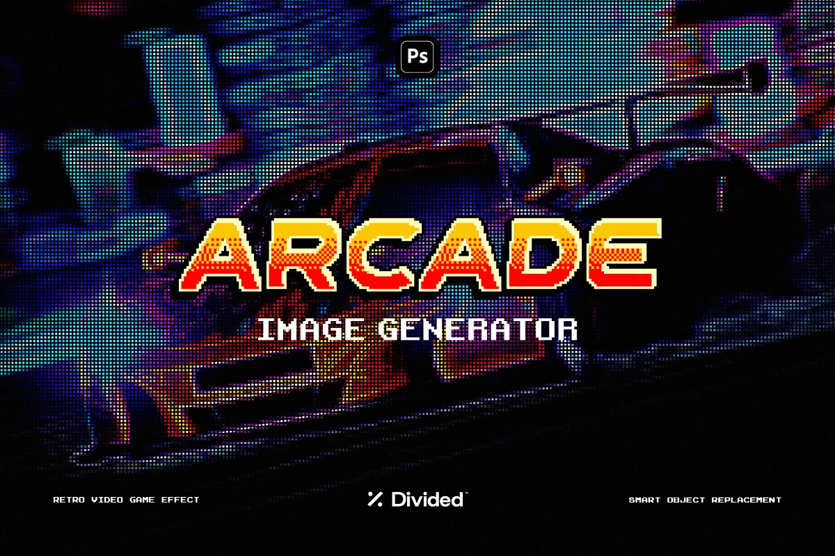 80年代复古怀旧街机游戏机像素风特效生成PSD模板 Arcade Image Generator 图标素材 第1张