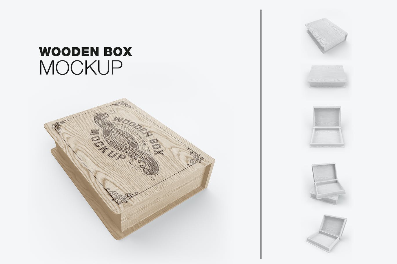 木箱木盒Logo设计样机 Wooden Box Mockup 样机素材 第1张