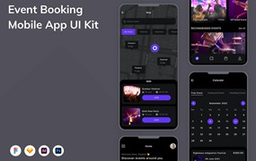活动预订App应用程序UI工具包素材 Event Booking Mobile App UI Kit
