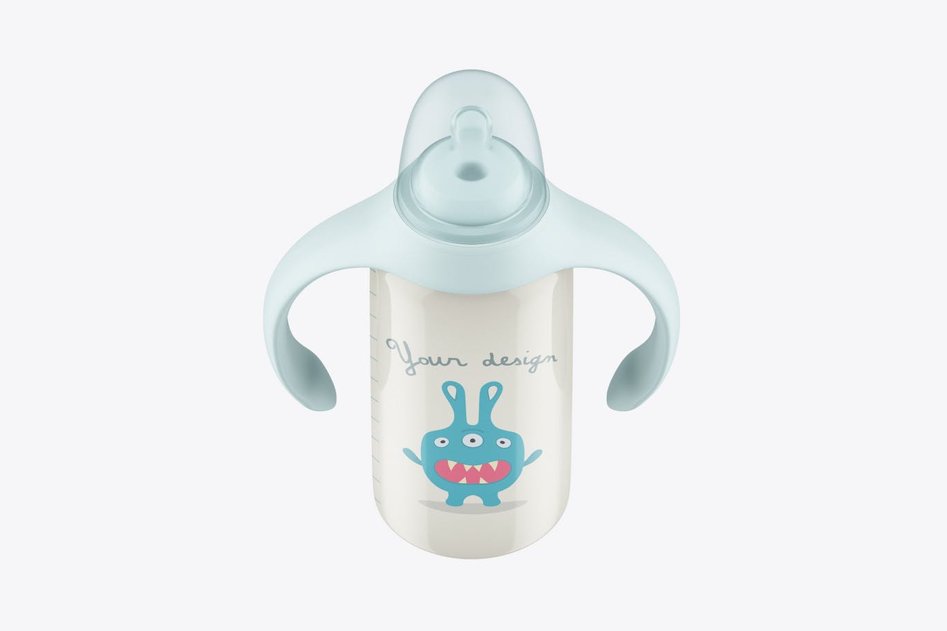 带手柄的婴儿奶瓶样机模板 Baby Bottle with Handles Mockup 样机素材 第1张