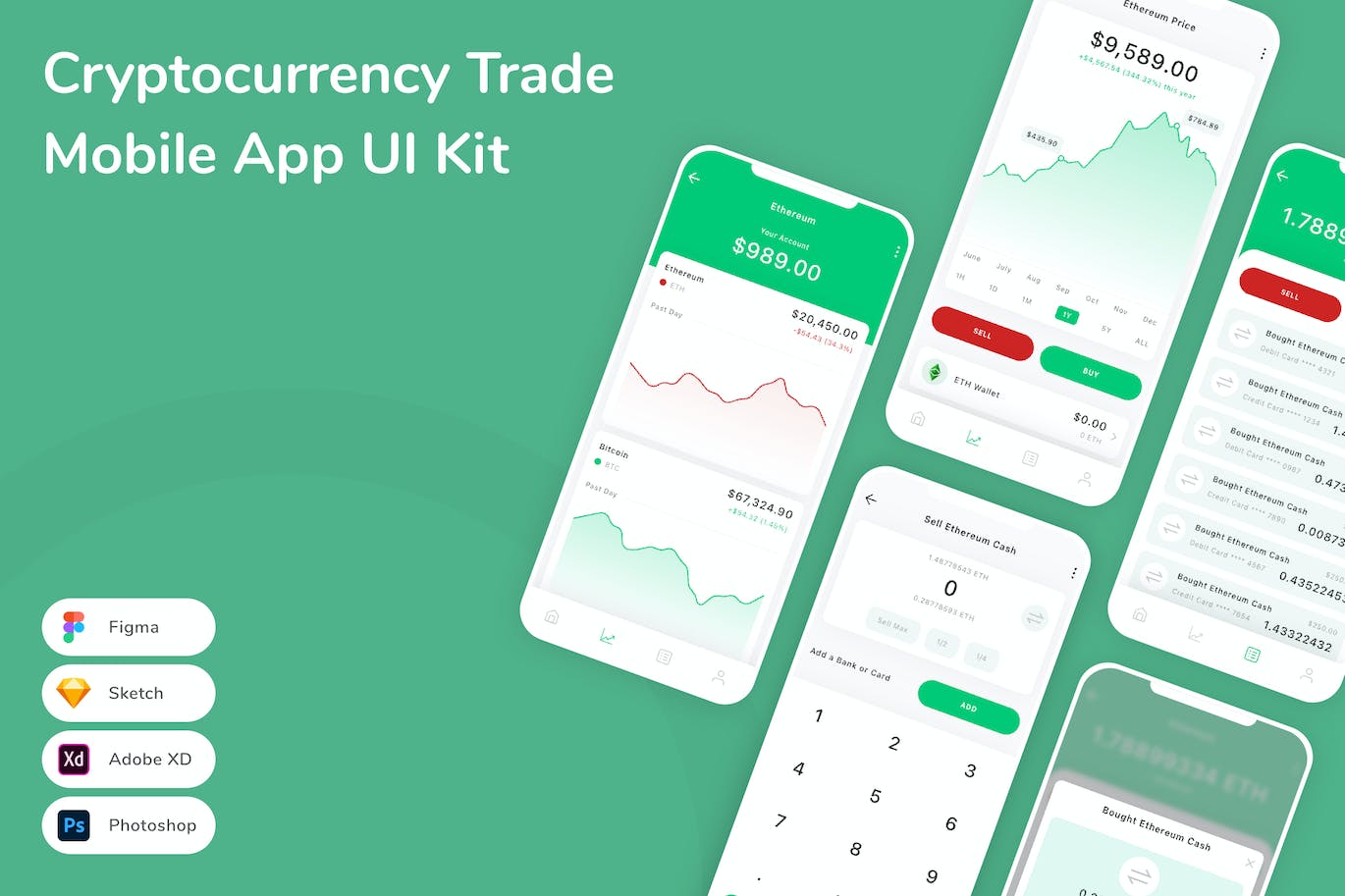 加密货币交易App应用程序UI工具包素材 Cryptocurrency Trade Mobile App UI Kit APP UI 第1张