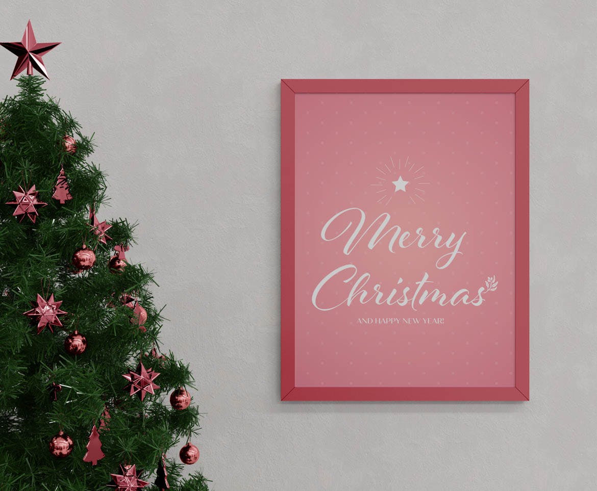 圣诞树画框相框样机模板 Christmas Frame Mockup 样机素材 第3张