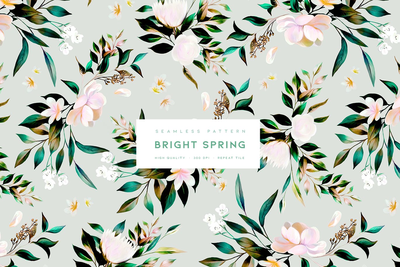 明媚的春天花朵无缝图案素材 Bright Spring 图片素材 第1张