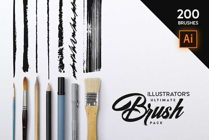200+Illustrator插画师专业画笔套装 笔刷资源 第1张