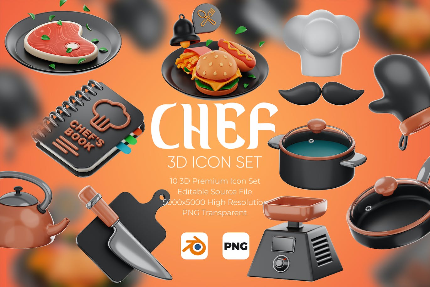 厨师3D图标集 Chef 3D Icon Set 图标素材 第1张