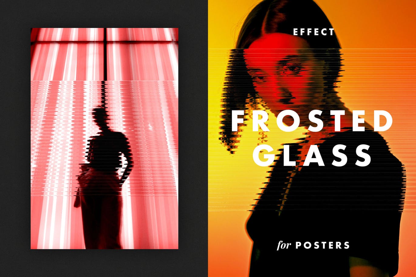 线条磨砂玻璃效果海报模板 Frosted Glass Effect for Posters 插件预设 第1张