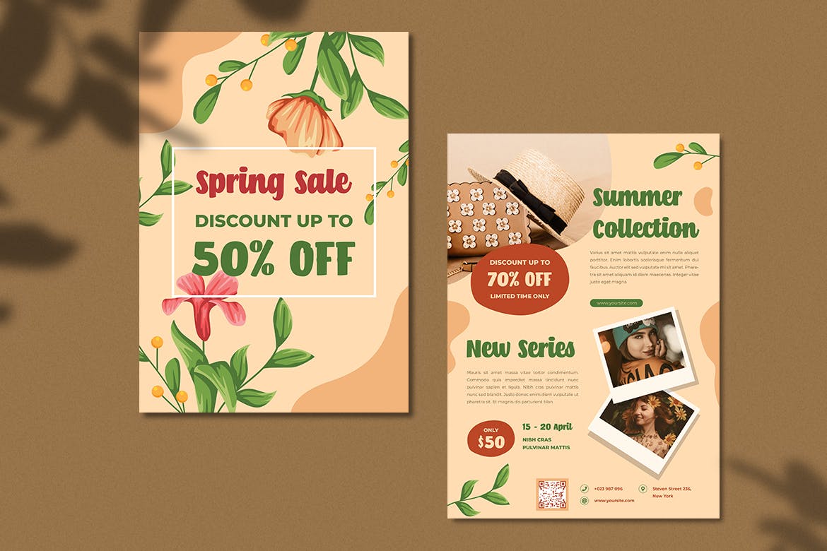 春季购物促销海报传单设计模板 Spring Sale Flyer 设计素材 第4张