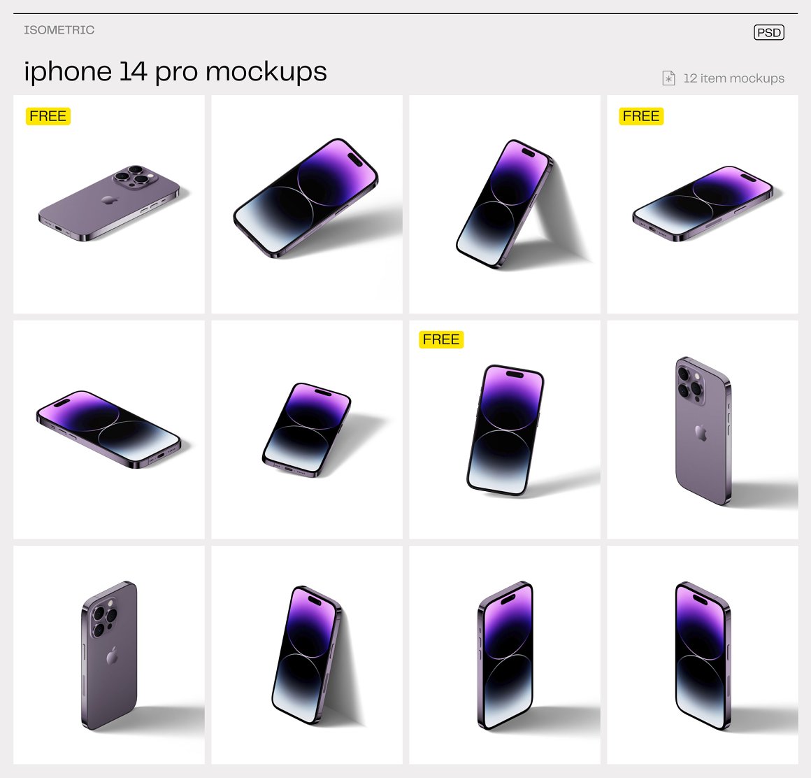 高质量苹果手机刘海屏3D渲染场景APP设计UI贴图展示样机模板 iPhone 14 pro mockups v1 样机素材 第12张