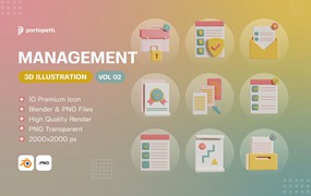3D管理图标v2 3D Management Icon Vol 2