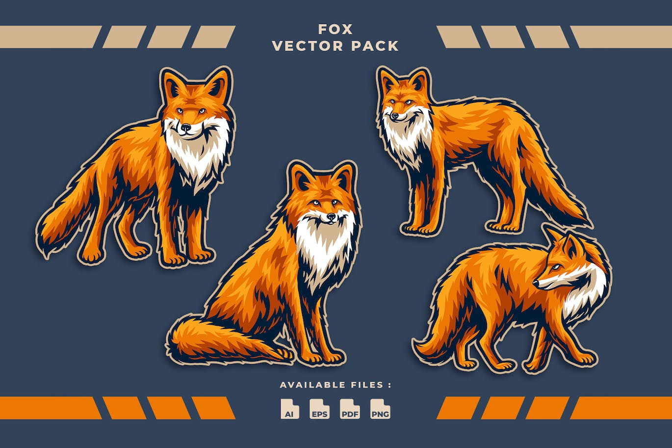狐狸动物矢量插画 Fox Animal Vector Illustration Pack 图片素材 第1张