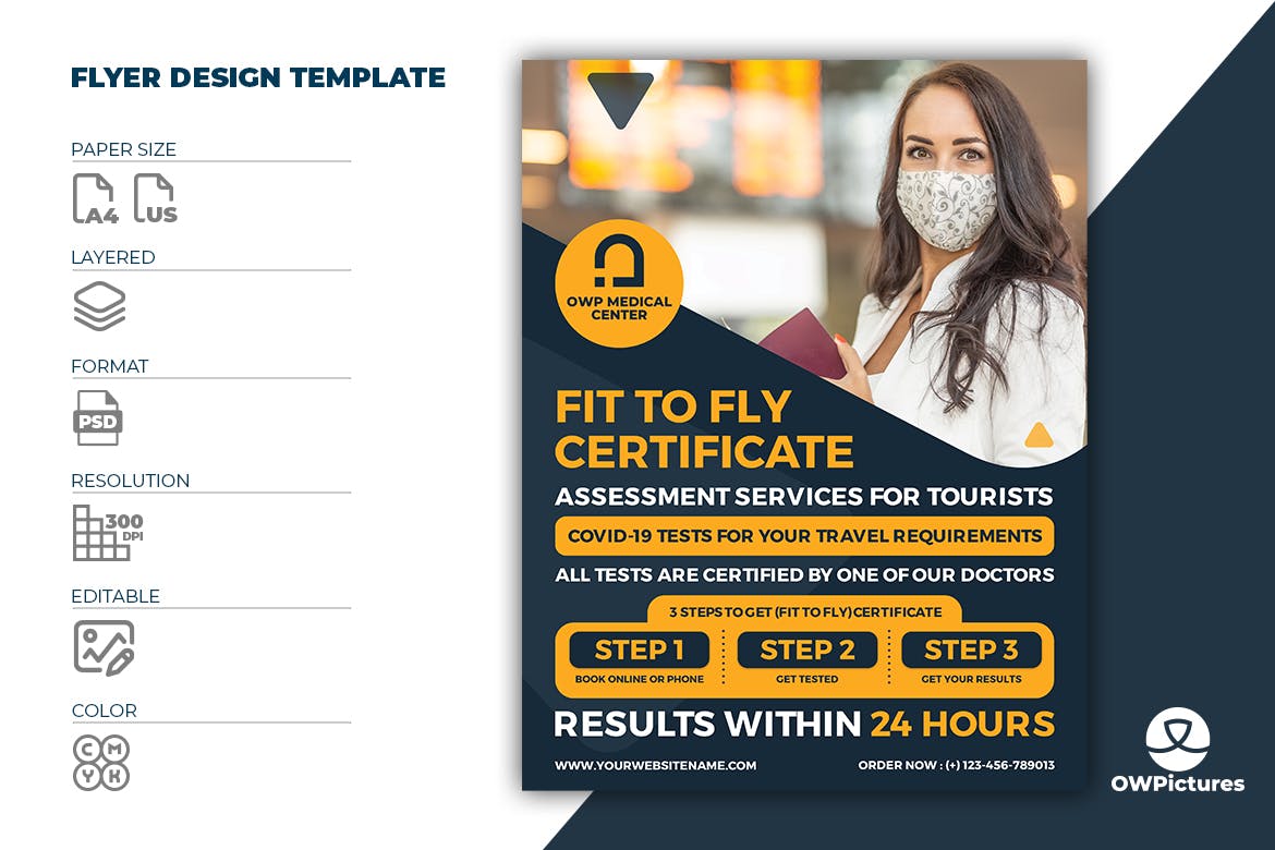 适飞证明证书传单素材 Fit to Fly Certificate Flyer Template 设计素材 第1张