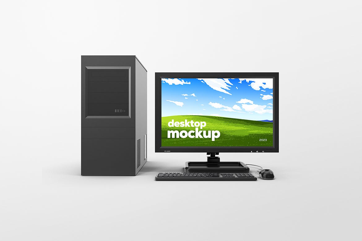 经典台式电脑样机模板 Desktop Computer Set Mockup 样机素材 第4张