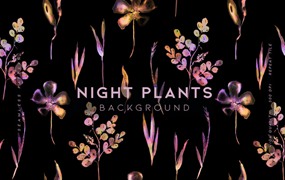 夜间植物图案背景素材 Night Plants