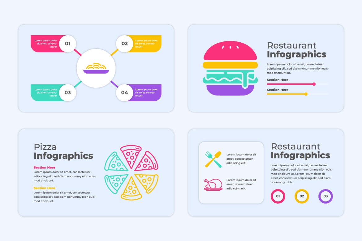 餐厅食品图形信息数据图表设计素材 Restaurant Infographics 幻灯图表 第2张