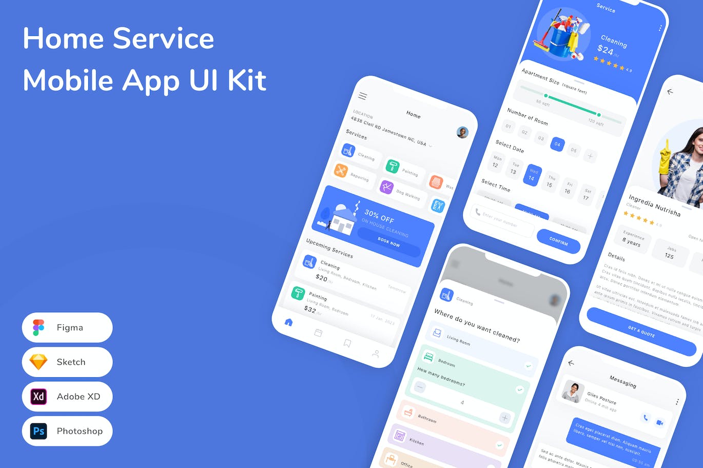 家庭服务App应用程序UI工具包素材 Home Service Mobile App UI Kit APP UI 第1张