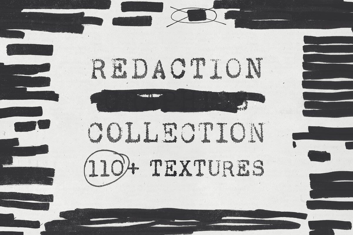 潮流做旧艺术反设计磨损污迹墨水毛笔笔刷素材合辑 Redaction Texture Collection 笔刷资源 第2张