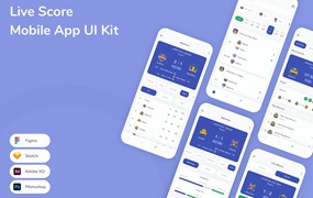 体育竞技App应用程序UI工具包素材 Live Score Mobile App UI Kit