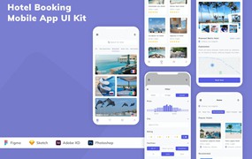 酒店预订应用程序App设计UI工具包 Hotel Booking Mobile App UI Kit