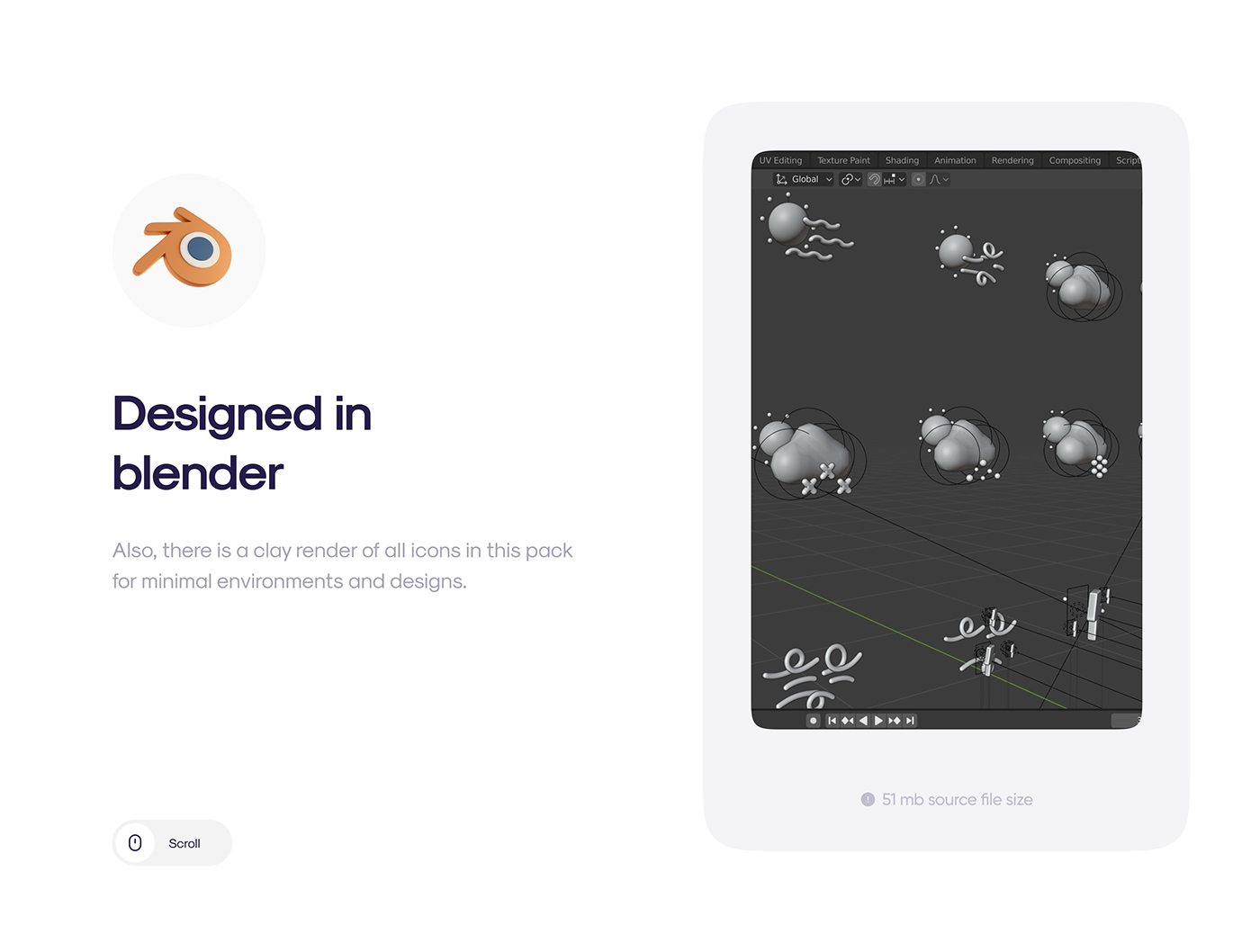 50多个3D高分辨率原始风格和粘土风格完美天气图标包 Weatherly 3D icons – 50+ Weather icons 图标素材 第9张