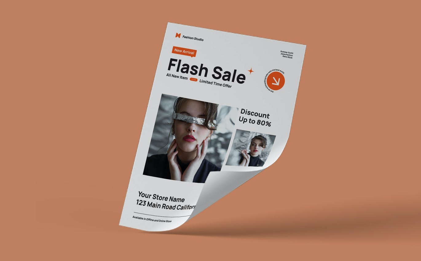 现代瑞士风格闪电销售传单模板 Flash Sale Flyer Template – Modern Swiss Style 设计素材 第3张