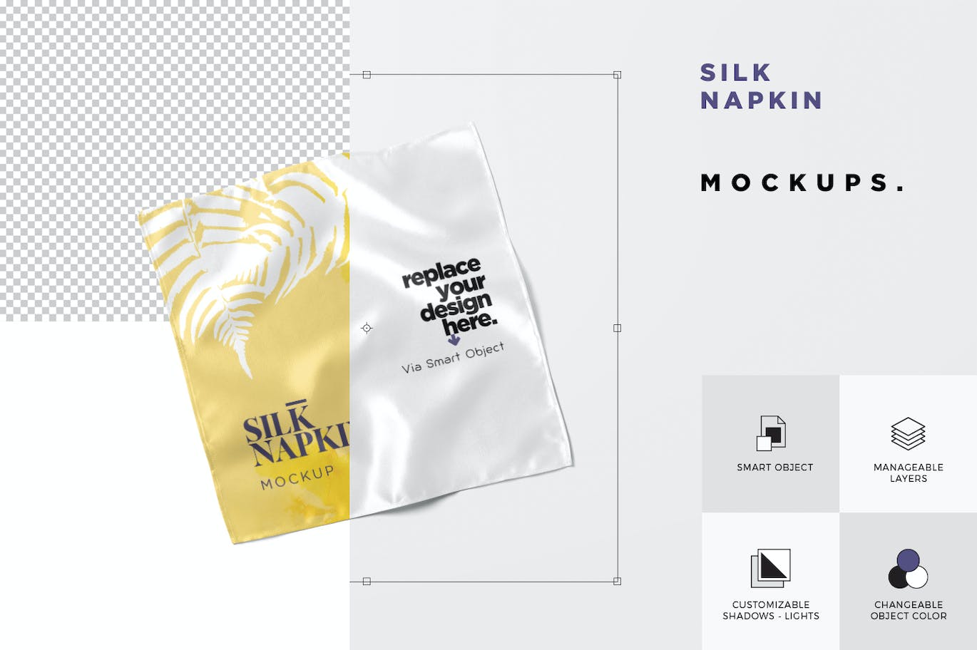丝绸餐巾设计样机 Silk Napkin Mockups 样机素材 第4张