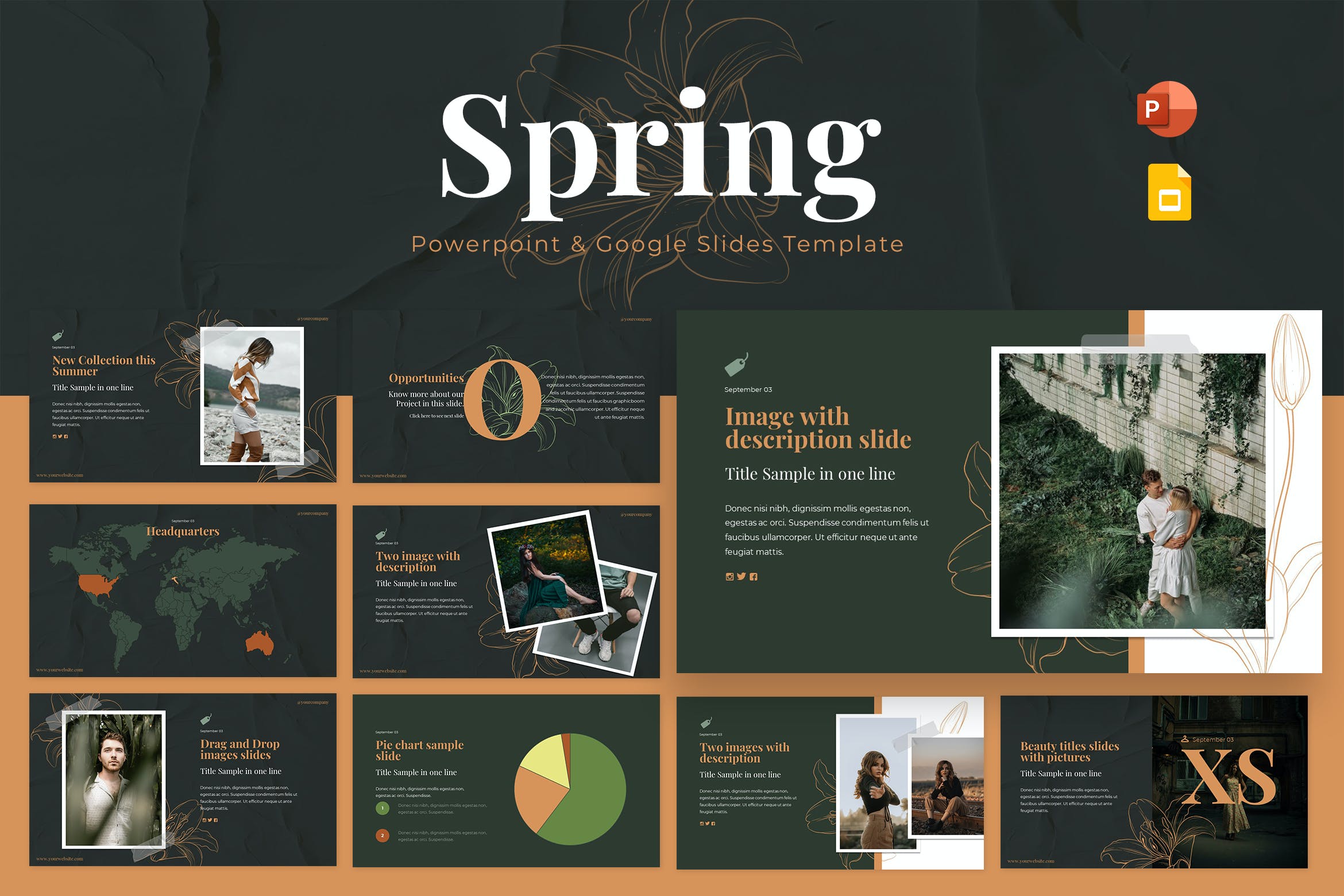 春季主题背景PPT&谷歌幻灯片模板 Spring Powerpoint & Google Slides Template 幻灯图表 第1张