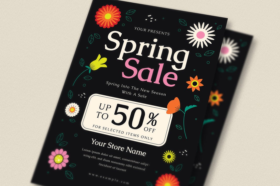 春季促销活动传单设计模板 Spring Sale Event Flyer Set 设计素材 第4张