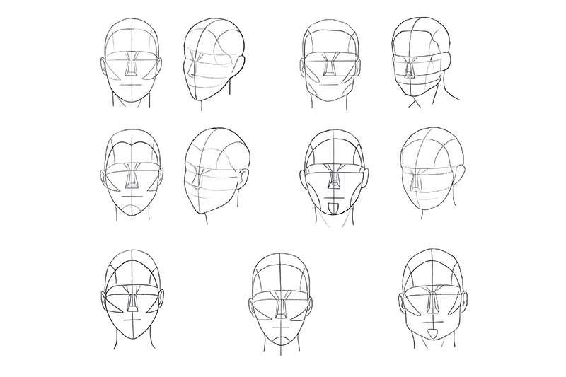 10种男性脸型Procreate线稿笔刷 笔刷资源 第2张