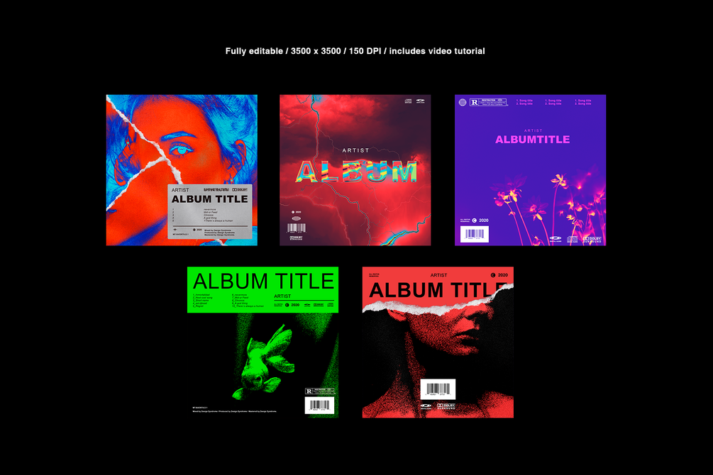 15个完全可定制艺术感的专辑封面PSD模板 Cover Art Template Pack Bundle 图片素材 第5张