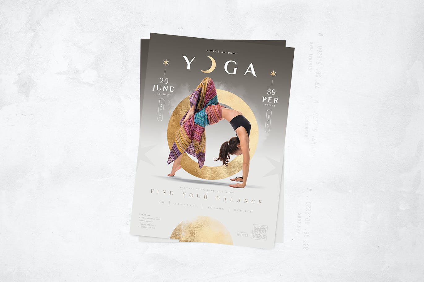 瑜伽课程宣传单模板 Yoga Flyer 设计素材 第1张