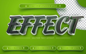 3D绿色可编辑的文字效果 3D Green – Editable Text Effect, Font Style