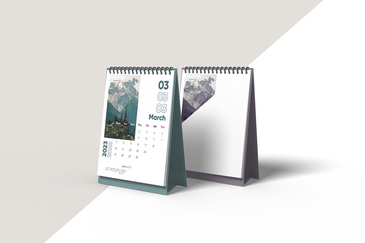 螺旋活页台历日历设计样机 2023 Desk Calendar Mockup 样机素材 第2张