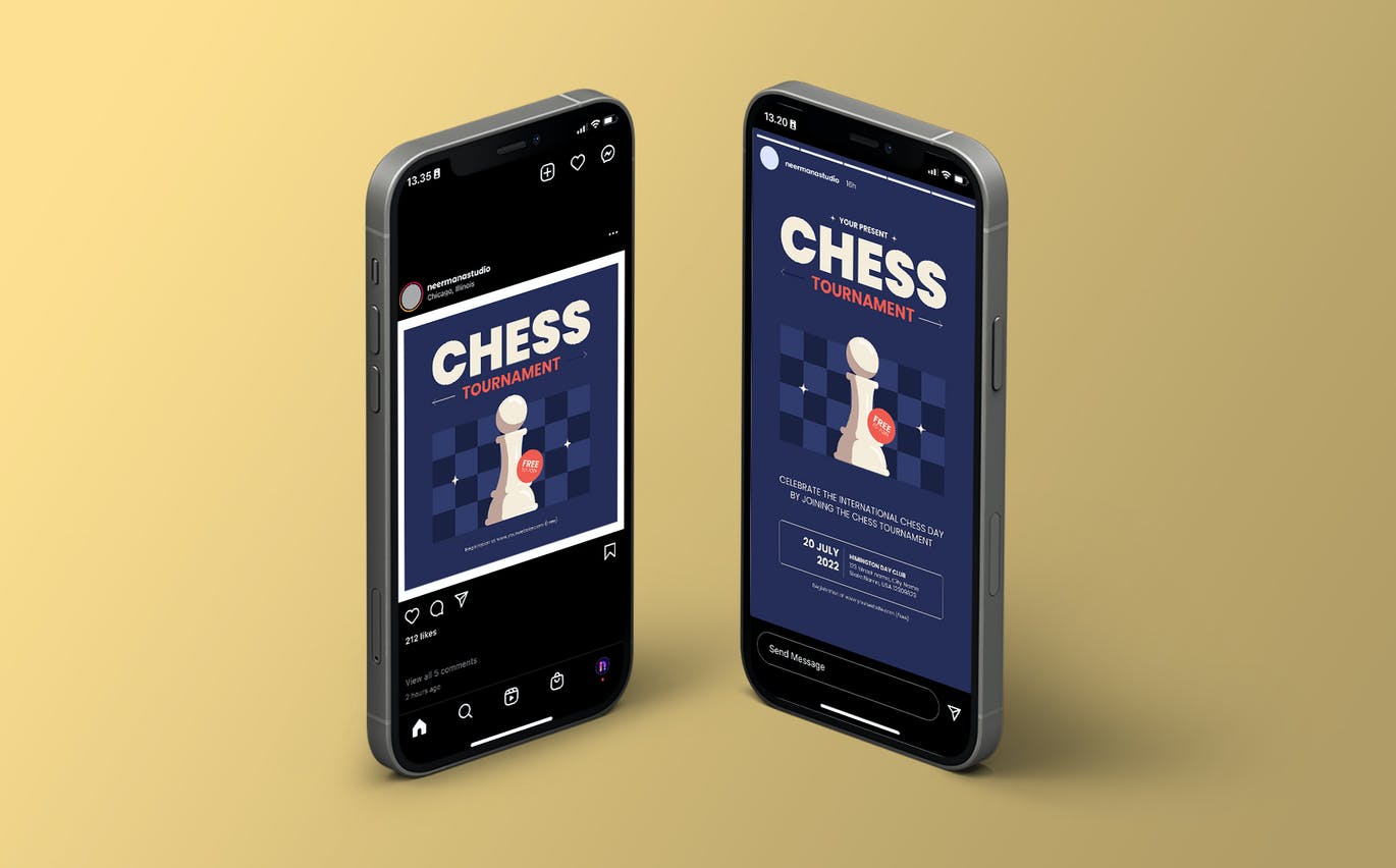国际象棋比赛海报模板下载 Chess Tournament Flyer Template 设计素材 第4张
