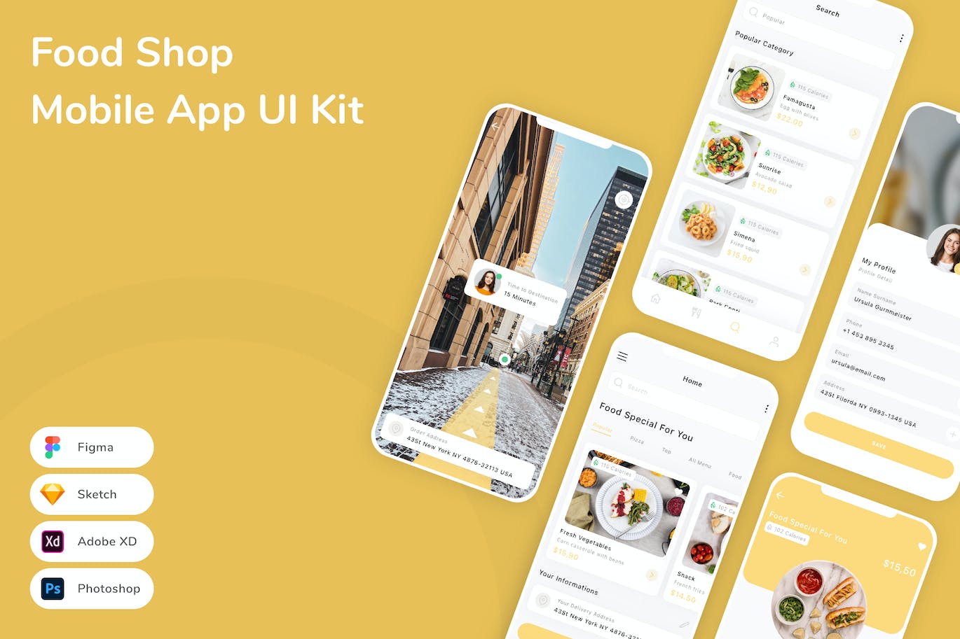 食品店App应用程序UI工具包素材 Food Shop Mobile App UI Kit APP UI 第1张
