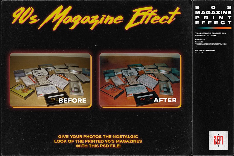 90年代港风色调质感复古照片风格PSD模板 90’s Magazine Print Effect 图片素材 第3张