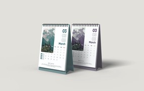 螺旋活页台历日历设计样机 2023 Desk Calendar Mockup