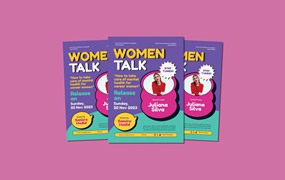 女性播客对话宣传单素材 Women Podcast Talk Flyer