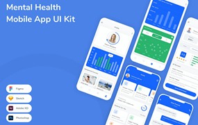 心理健康App应用程序UI工具包素材 Mental Health Mobile App UI Kit