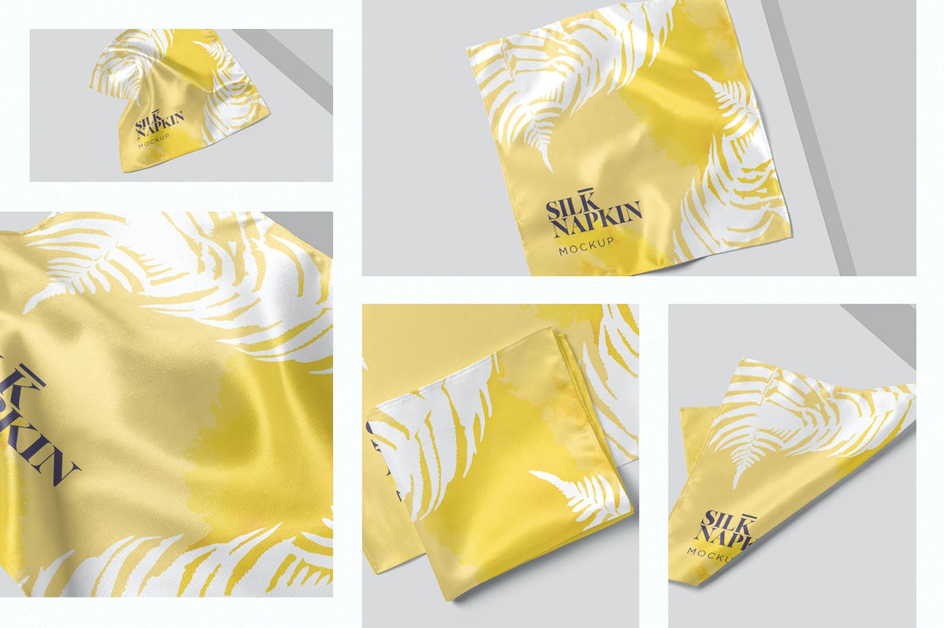 丝绸餐巾设计样机 Silk Napkin Mockups 样机素材 第1张