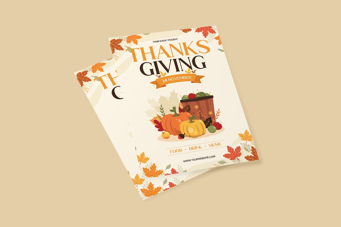秋季感恩节传单设计 Thanksgiving Flyer Template 设计素材 第2张