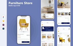 家具店App移动应用设计UI工具包 Furniture Store Mobile App UI Kit