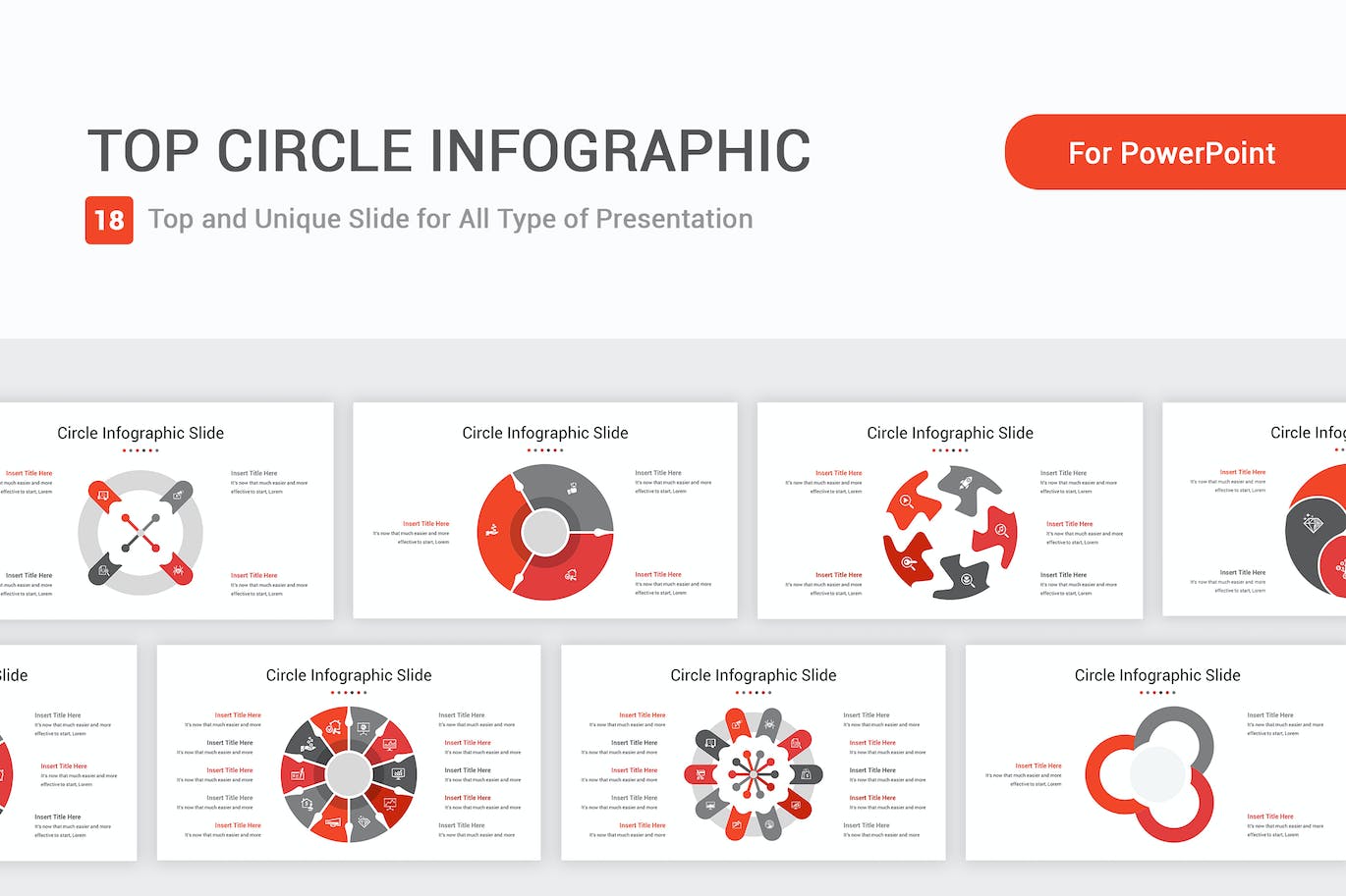 圆形数据图表PPT幻灯片模板 Top Circle Infographic PowerPoint Template 幻灯图表 第1张