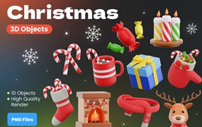 圣诞节道具元素3D插画 Christmas 3D Illustrations