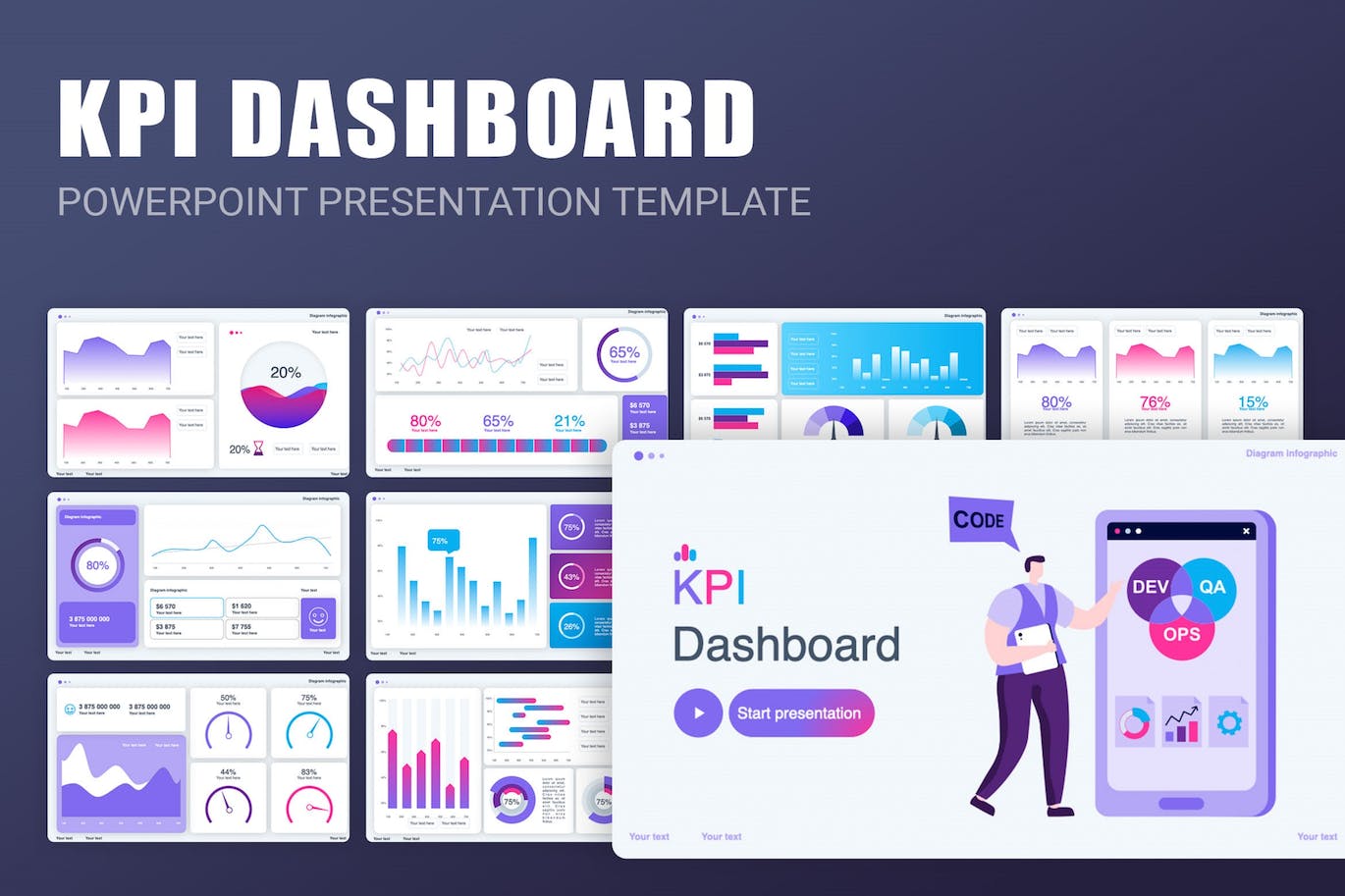 KPI仪表盘图表Powerpoint模板下载 KPI Dashboard PowerPoint Template 幻灯图表 第1张