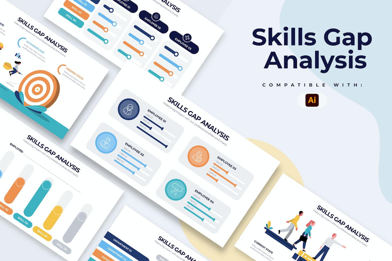 技能差距分析信息图表设计AI矢量模板 Skills Gap Analysis Illustrator Infographics 幻灯图表 第1张