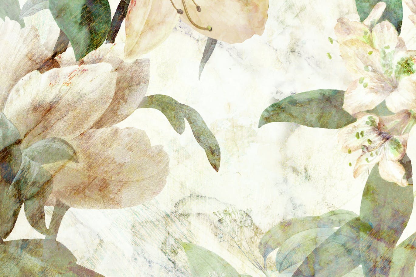 古老壁画花卉图案素材 Old Fresco Flowers 图片素材 第4张
