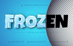 冻结冰块字体样式矢量文本效果 Frozen Winter – Editable Text Effect, Font Style