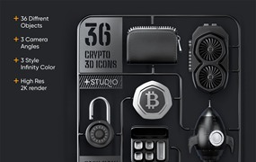 三维渲染加密钱包以太坊比特币虚拟货币主题3D插画图标合辑 36 Crypto 3D icons