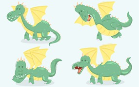 卡通翼龙插画 Cartoon Dragon Illustration